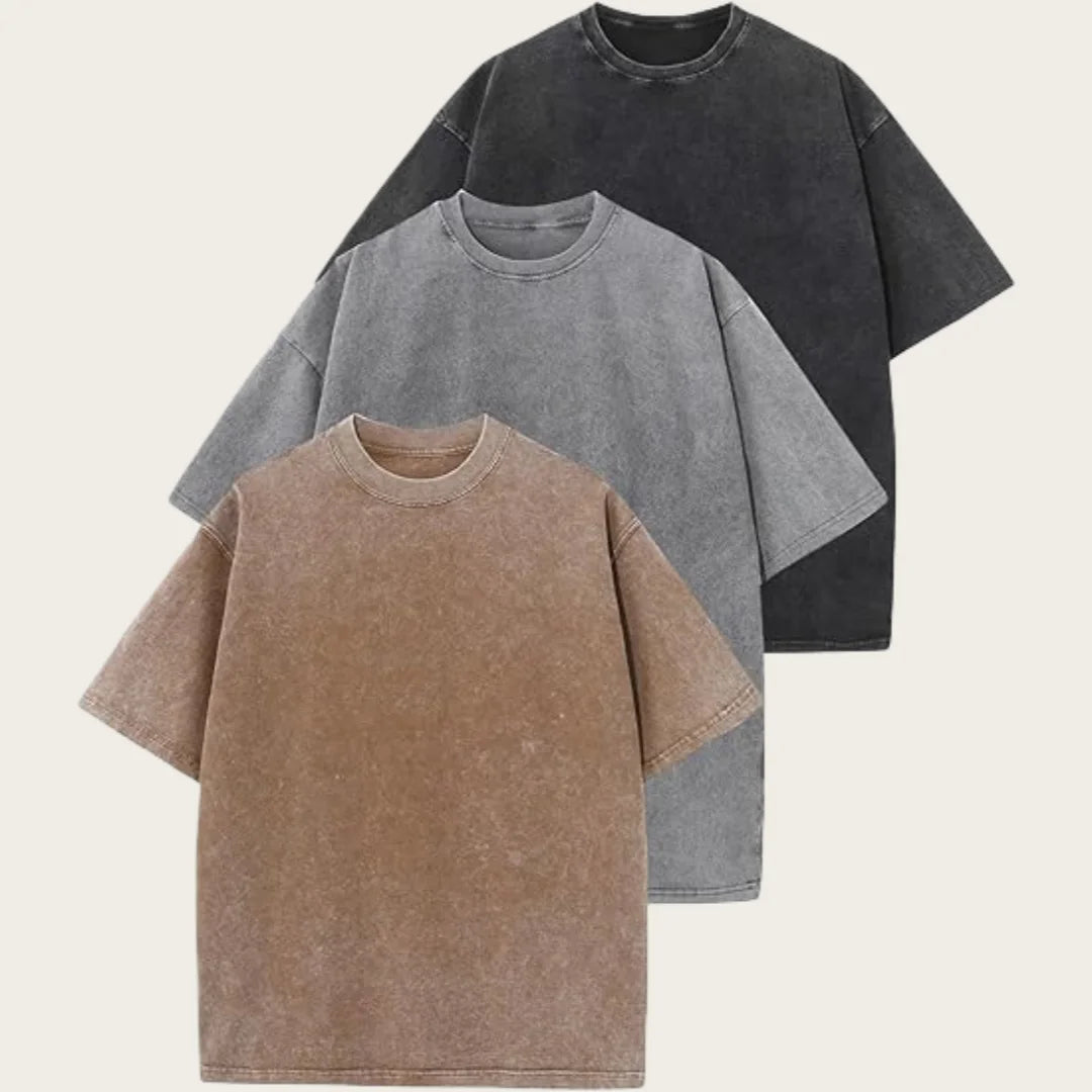 Three-Piece Women Oversized T Shirts Acid Washed Cotton Tees Vintage Baggy Loose Fit Streetwear Workout Tops Summer Casual Wear