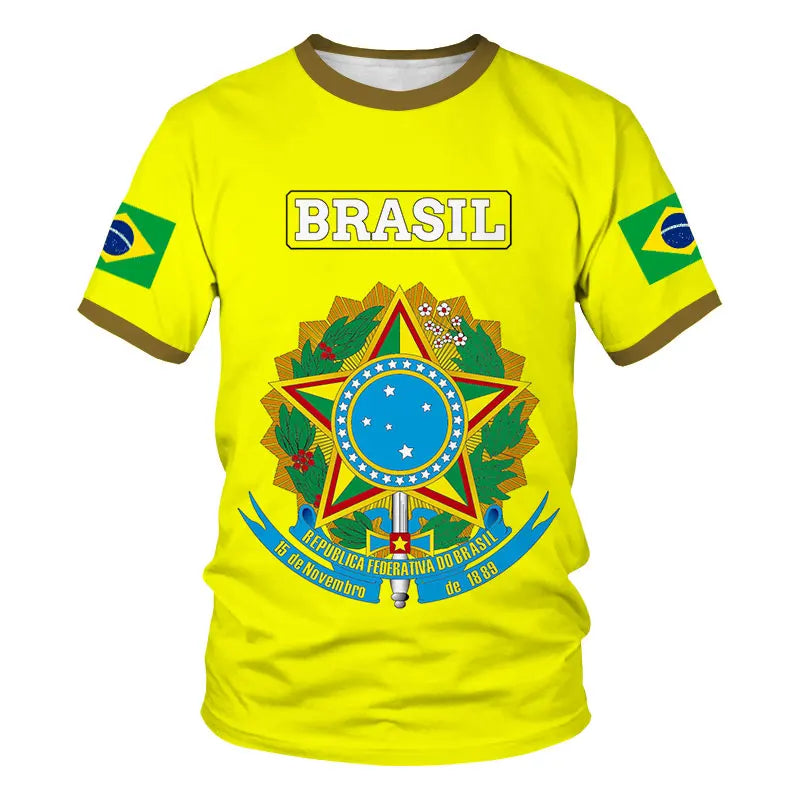 Brasil Totem Graphic T Shirt for Men 3D Printed Football Sports T-shirt Fashion Boys Streetwear Summer Quick Drying Short Sleeve