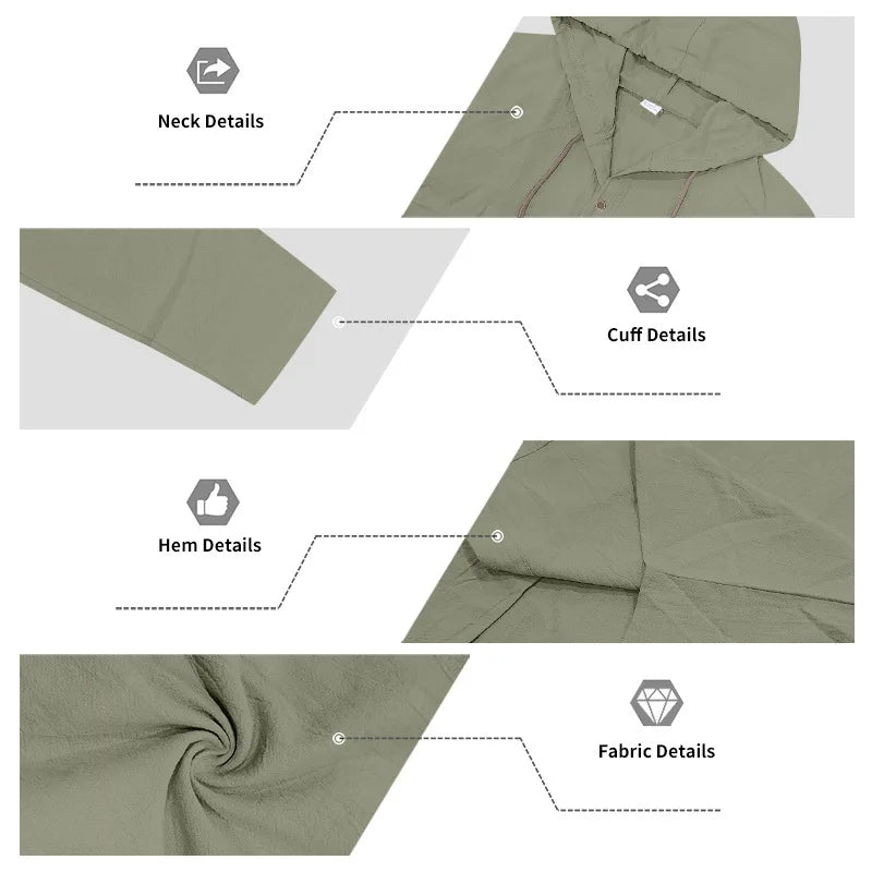 Men's Linen Long-Sleeved Shirt And Pants Set Breathable Outdoor Leisure Hiking Beach Sports Clothing for Spring Summer Autumn