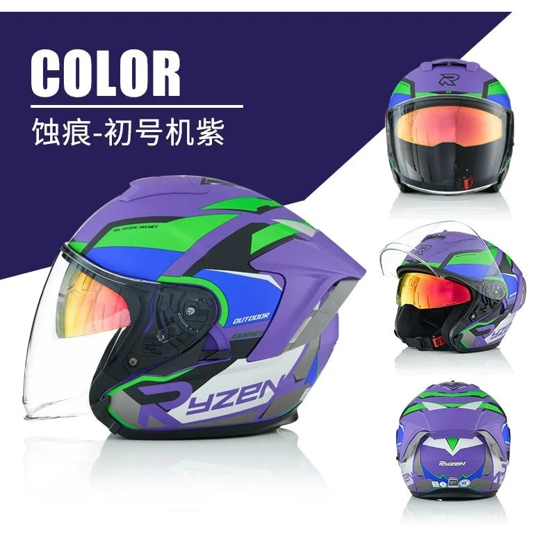 Lightweight Ventilated 3/4 Open Face Helmet DOT ECE Approves Motorbike Scooter Scooter Half Helmet Open Face Casco Moto