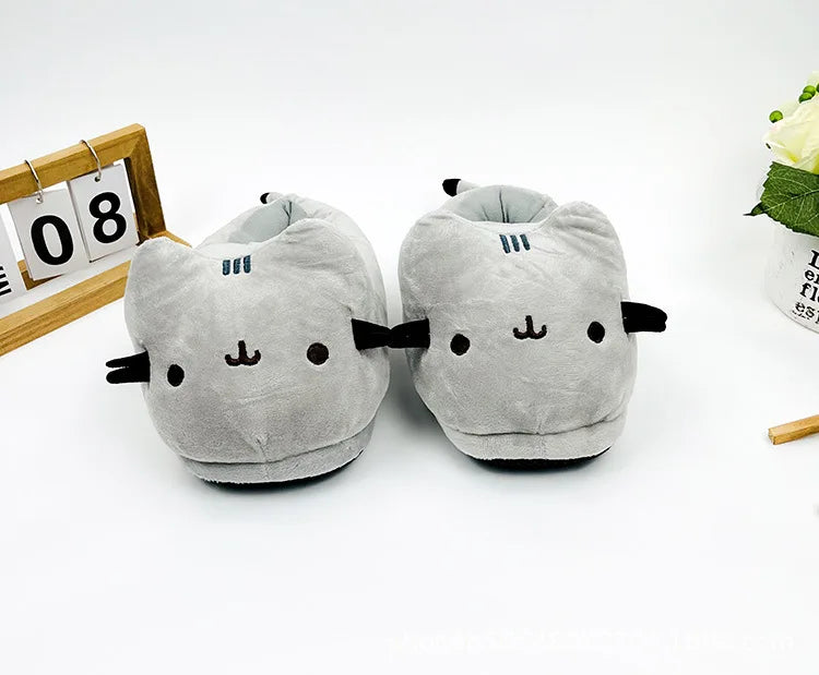Cute Slippers Cartoon Cat Slippers Indoor Home Warmth Fall & Winter Plush Cotton Shoes Cotton Slippers for Men