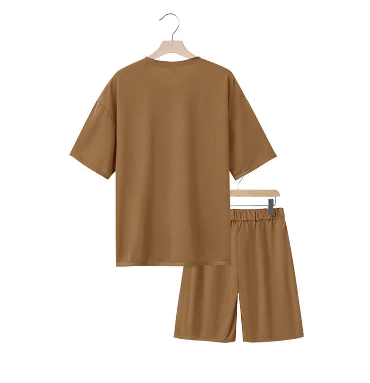 Men's Casual Two Piece Set Summer Short Sleeve T-Shirt and Shorts Set Comfortable Loose Fit Tracksuit for Men Clothing Set