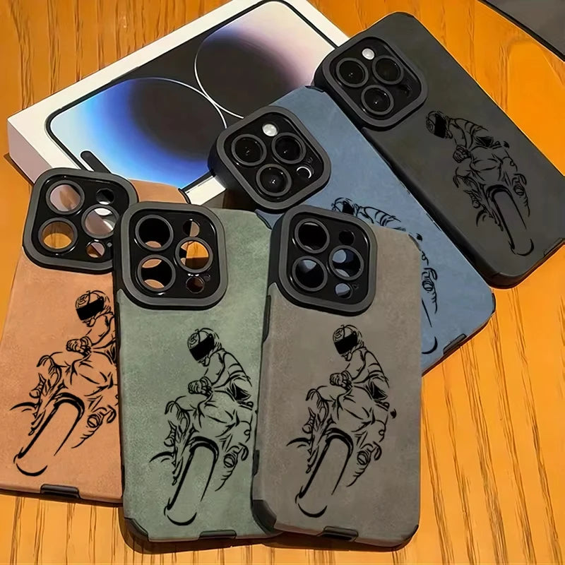 Cool Biker Phone Case For iPhone 17 AIR Pro Max 16E 15Plus 14 13 Mini 12 11 AIR XS XR XS Motorcycle Rider Style Cover