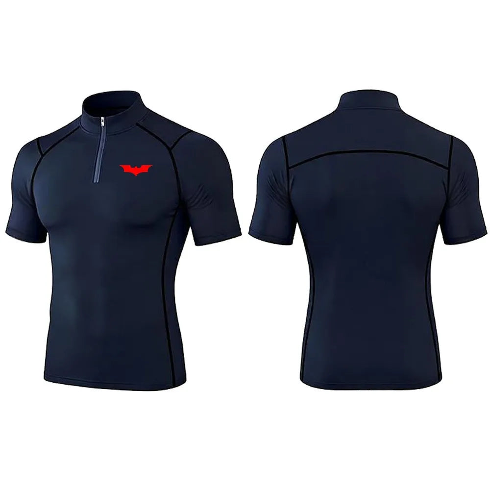 2025 Men's Bat Print Compression Shirt Quick Dry T-Shirt Gym Running Jersey Breathable Short Sleeve S-3XL