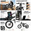 Electric Bike 72V 40AH Battery Ebike New 9000W Peak Electric Bicycle Off-road E Bike Adult Max96km/h Mountain Electric Dirt Bike