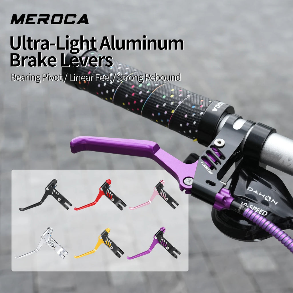 MEROCA 1Pair Bicycle Brake Lever Ultra-light Aluminum Alloy For 22.2mm Handlebar Folding Bicycle Brake Lever