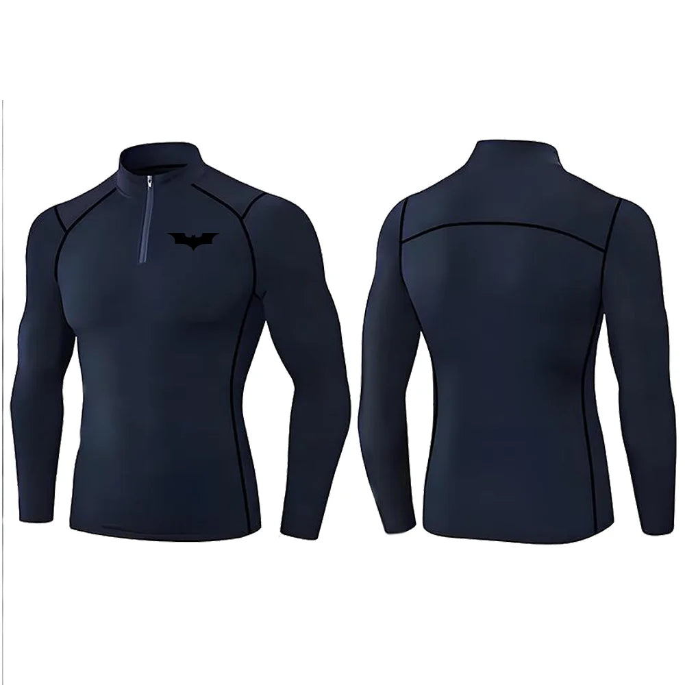 2025 Men's Bat Print Compression Shirt Quick Dry T-Shirt Gym Running Jersey Breathable Short Sleeve S-3XL