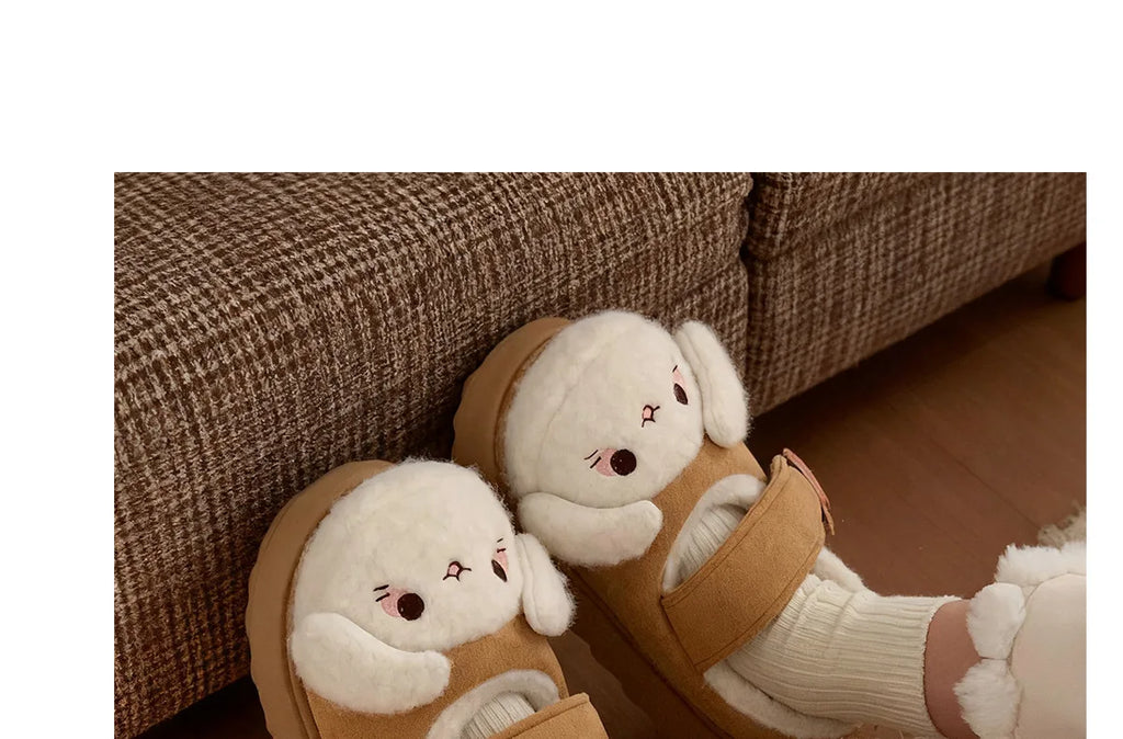 New fuzzy black cat shoes hook loop winter slippers for women indoor mary jane plush shoes mom shallow warm kitty slippers woman