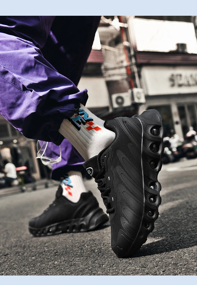 New men's sneakers PU air cushion anti-slip shock absorber running shoes outdoor lightweight and breathable mesh running shoes