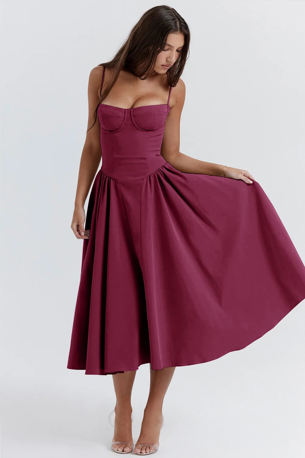 Summer Sexy Tube Top Waisted Camisole Dress Women Elegant Sleeveless Backless Pleated Female Party Evening Dresses