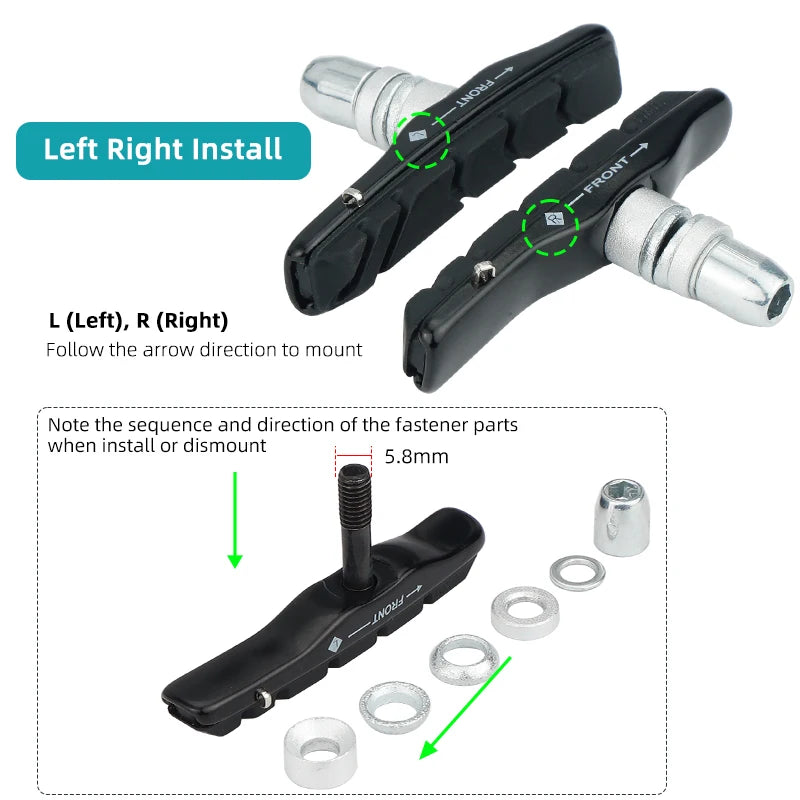 72mm Caliper Brake Pad for MTB Bike Metal Rim Low Wear Bicycle Stopping Blocks for V Shape Clamp Cycle Brake Inserts Replacement