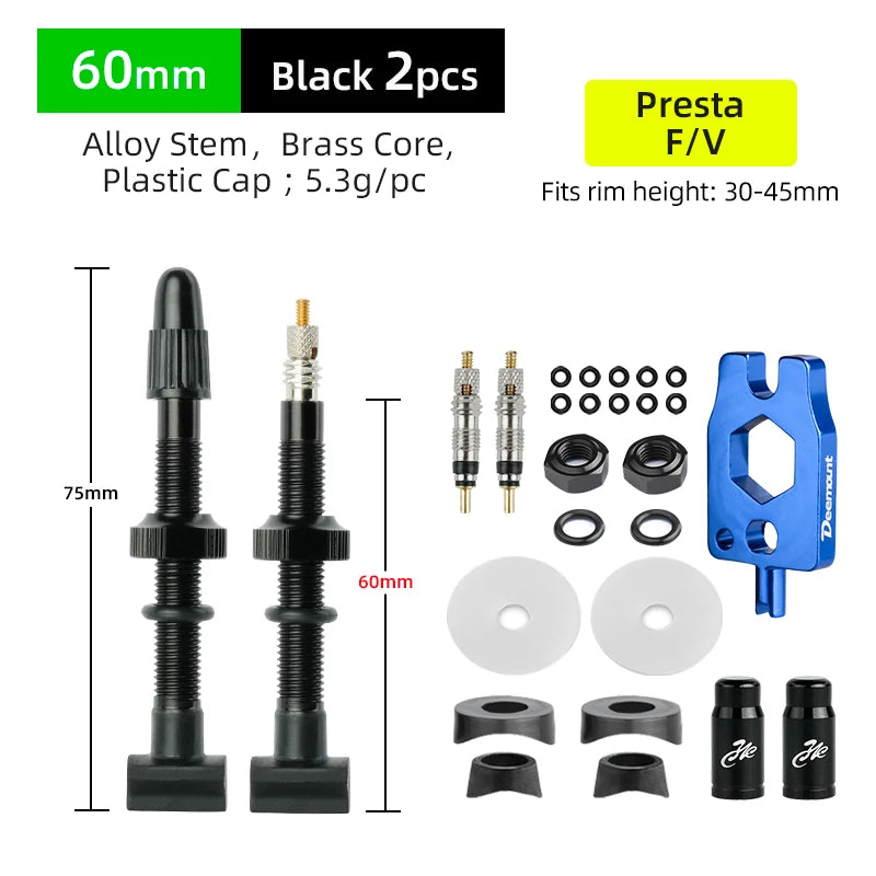 Presta Nozzles W/ Uni-body Rectangle Base for Bicycle Tubeless Rim F/V Valve Nipples MTB Road Bicycle Carbon Wheelset Tire Part