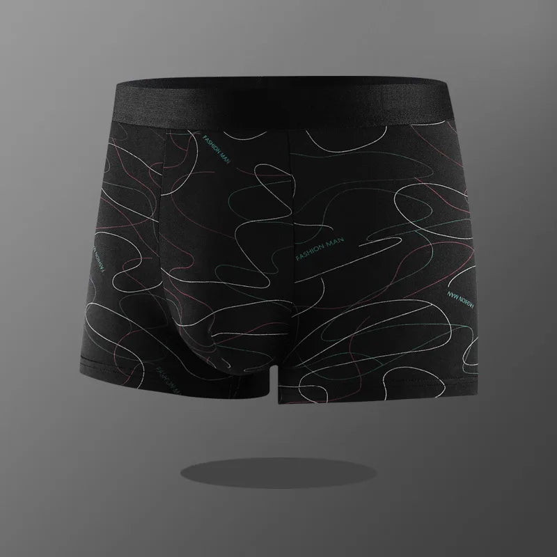 Underwear Man 2025 briefs mid-waist geometric print underpants solid cotton comfortable men's boxer briefs cheap clothing