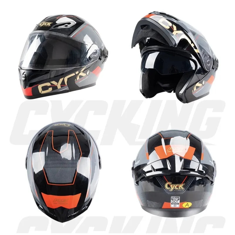 Motorcycle Helmet Men's and Women's Flip Face Helmet Double Mirror Semi Full Coverage Motorcycle Personality Capacetes De Moto