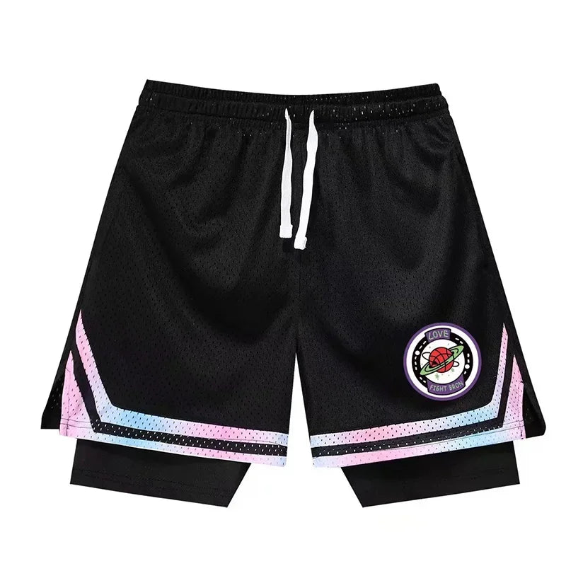 Fake Two Basketball Shorts Loose American Anti-light Men Women Ball Pants Summer Quasi-training Running Sports Five-point Pants