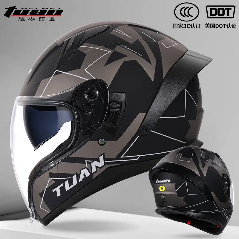 2026 New Motorcycle Helmet Standard DOT Double Mirror Drinkable Water Ghost Face Helmet Cycling Locomotive Full Helmet