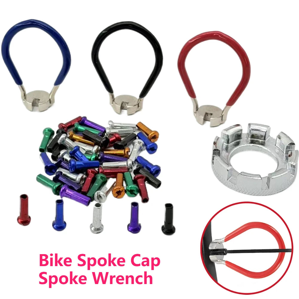 36pcs Bicycle Spoke Cap and 1pc Spoke Wrench Kit for 14G 2mm MTB Road Bike Spokes Wheel Nipples Cap Adjustment Wheel Rim Wrench