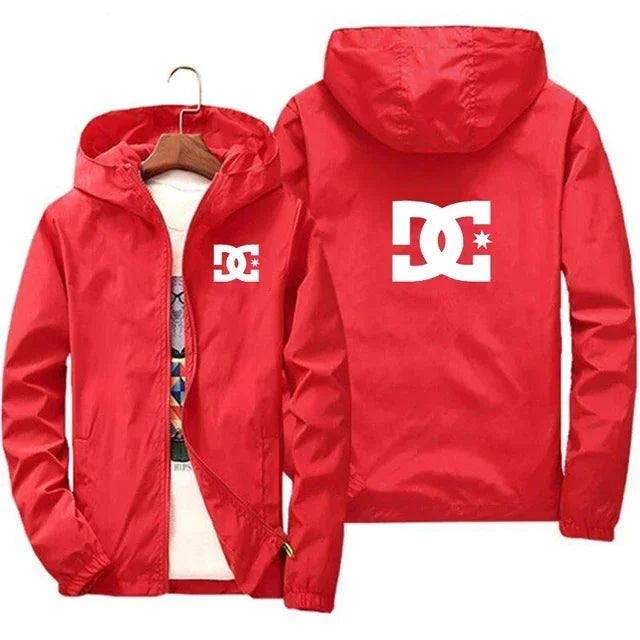 New men's hooded jacket, fashionable for outdoor use, windproof and waterproof, with zipper design, casual sports jacket