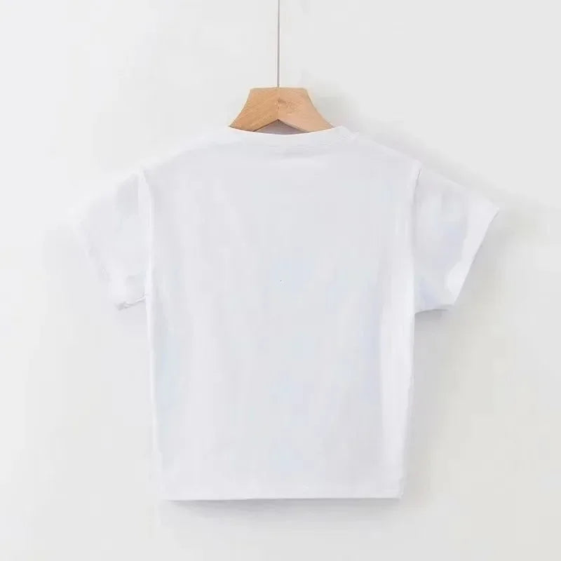 Harajuku Crop Tops Summer Slim Sports Vest Sexy Women Short Sleeve U-Neck Tee Tank Tops Female Solid Black/White Y2k Clothes