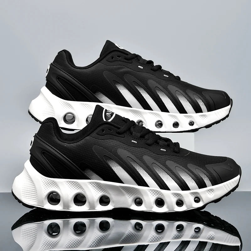 New men's sneakers PU air cushion anti-slip shock absorber running shoes outdoor lightweight and breathable mesh running shoes