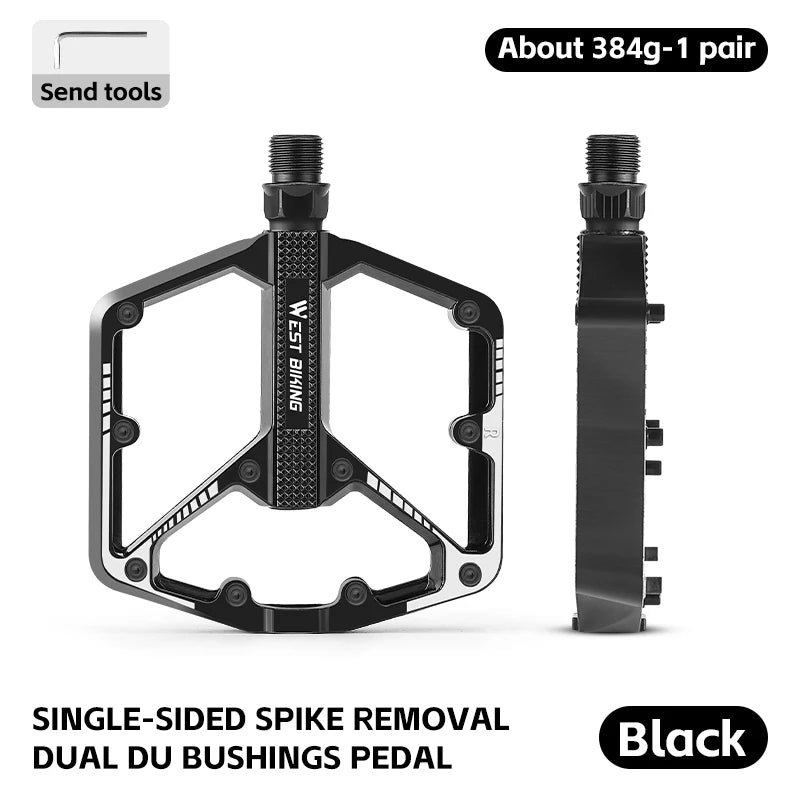 WEST BIKING Bicycle Pedal DU/ 3 Bearing Sealed MTB Mountain Road Bike Widened Pedals Anti-slip Aluminum Alloy Pedal Cycling Part