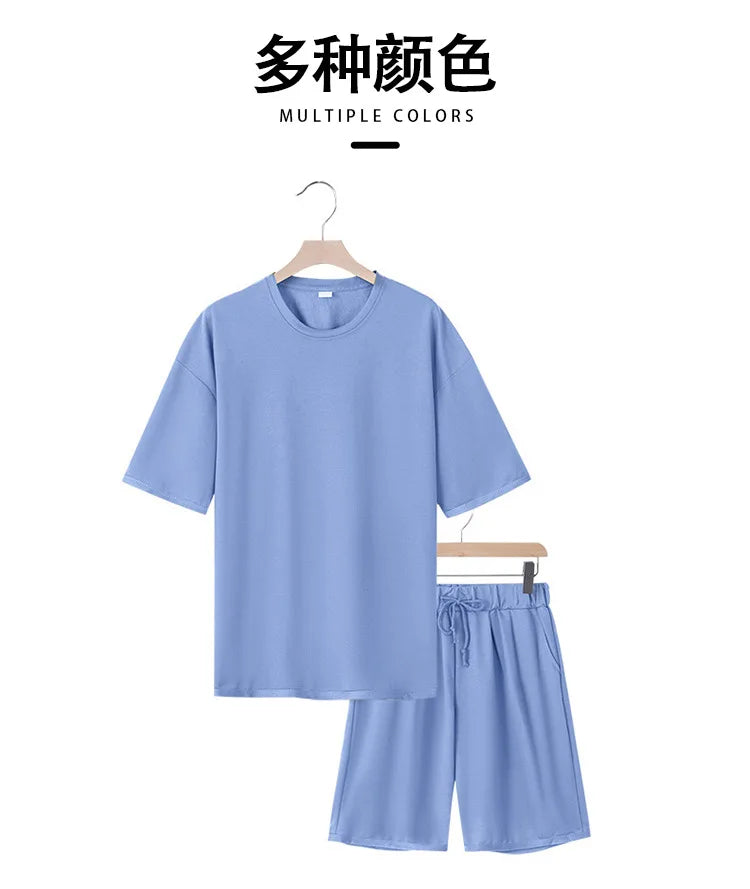 Men's Casual Two Piece Set Summer Short Sleeve T-Shirt and Shorts Set Comfortable Loose Fit Tracksuit for Men Clothing Set