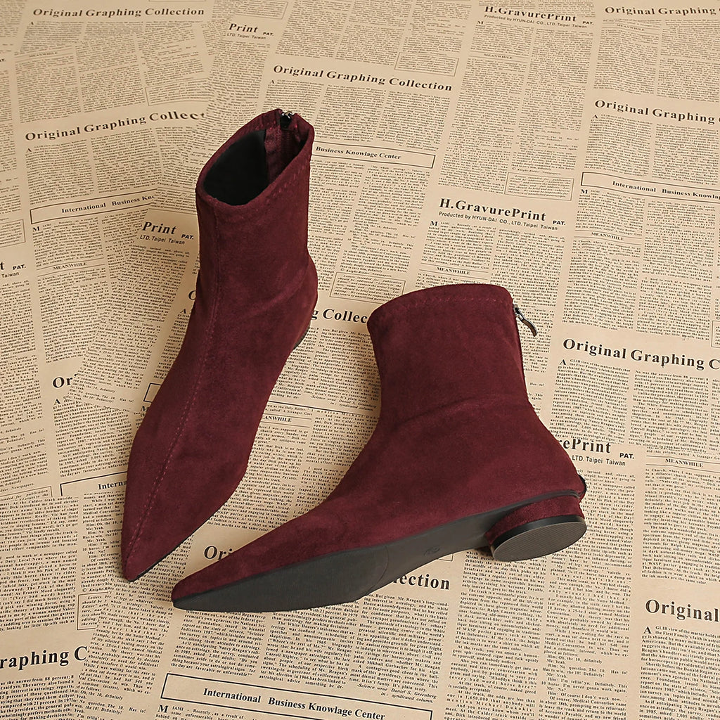 2025 Autumn Suede Warm Casual Women's Ankle Boots Comfortable and Elegant Pointed Toe Party Low Heel New Women's High Heels