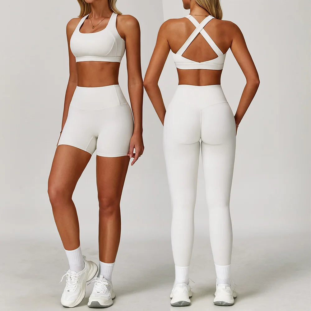 Women's Tracksuit 2PCS Fitness Suit Yoga Sets Sportswear Workout Sports Bra High Waist Leggings Gym Clothing Push Up Sports Suit