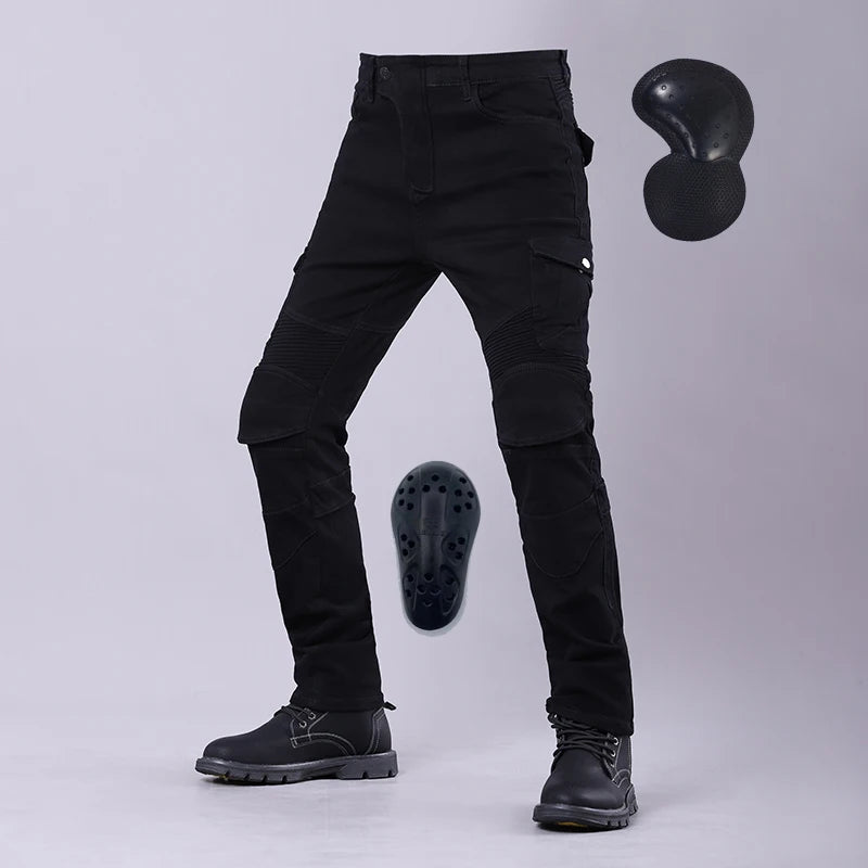New Motorcycle Riding Pants Outdoor Men Women Leisure Elastic Moto Jeans Motorbike Trousers With Knee Hip Pads Protective Gear