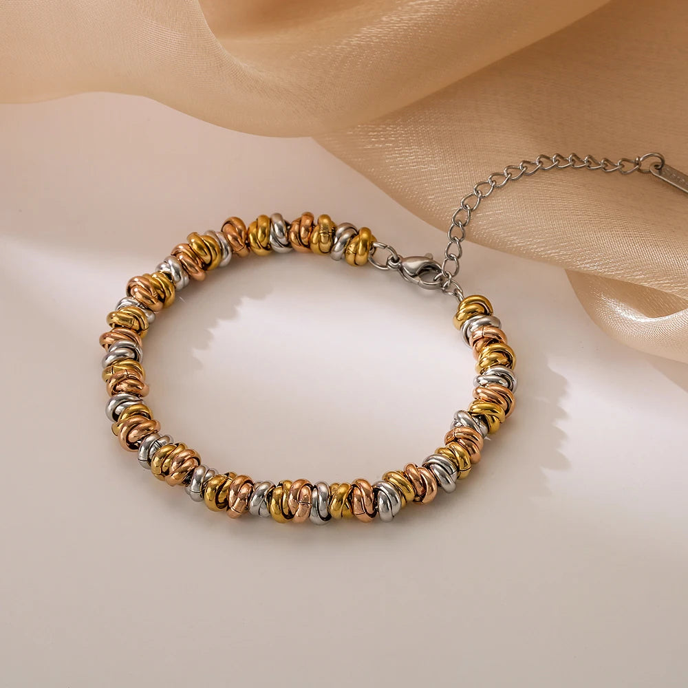 cmoonry High Quality Non-Fading Stainless Steel Jewelry Gold/Silver/Mix Color Beads Bracelets For Women