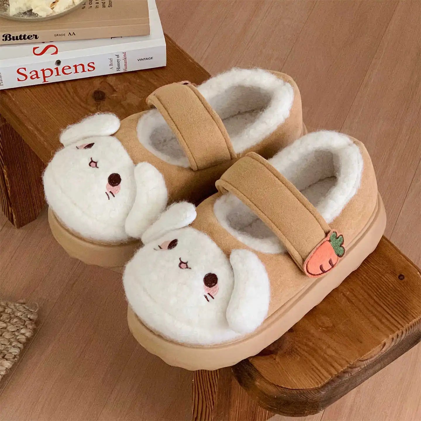 New fuzzy black cat shoes hook loop winter slippers for women indoor mary jane plush shoes mom shallow warm kitty slippers woman