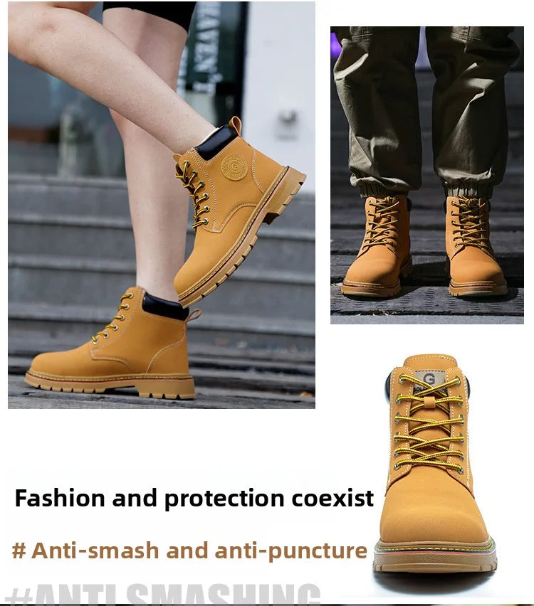 high-top Work Boots For Men Anti-smash Anti-puncture Work Shoes with Steel Toe leather safety shoes men for work waterproof shoe