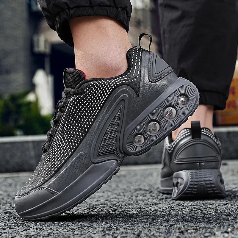 Mens Running Shoes Trendy PU Leather Luxury Design Cosy Cushioning Sneakers Breathable Street Fashion Fitness Training Shoes