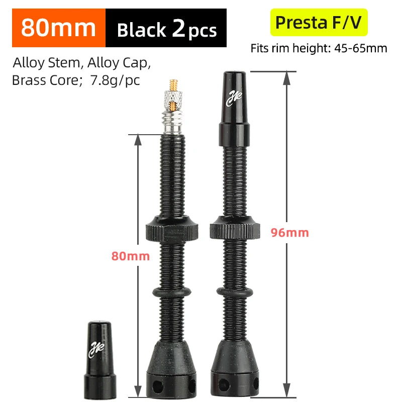 Deemount Bicycle Tubeless Carbon Rim Presta Valves 44/60/80mm F/V Brass Core CNC Machined Anodized W/Tool