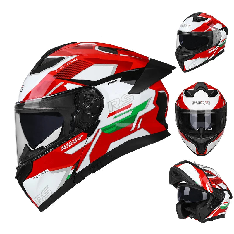 New Flip Up Motorcycle Helmet Dual Lens Sun Visor DOT Certified Bluetooth Compatible Unisex Adult Motorbike Full Face Helmet