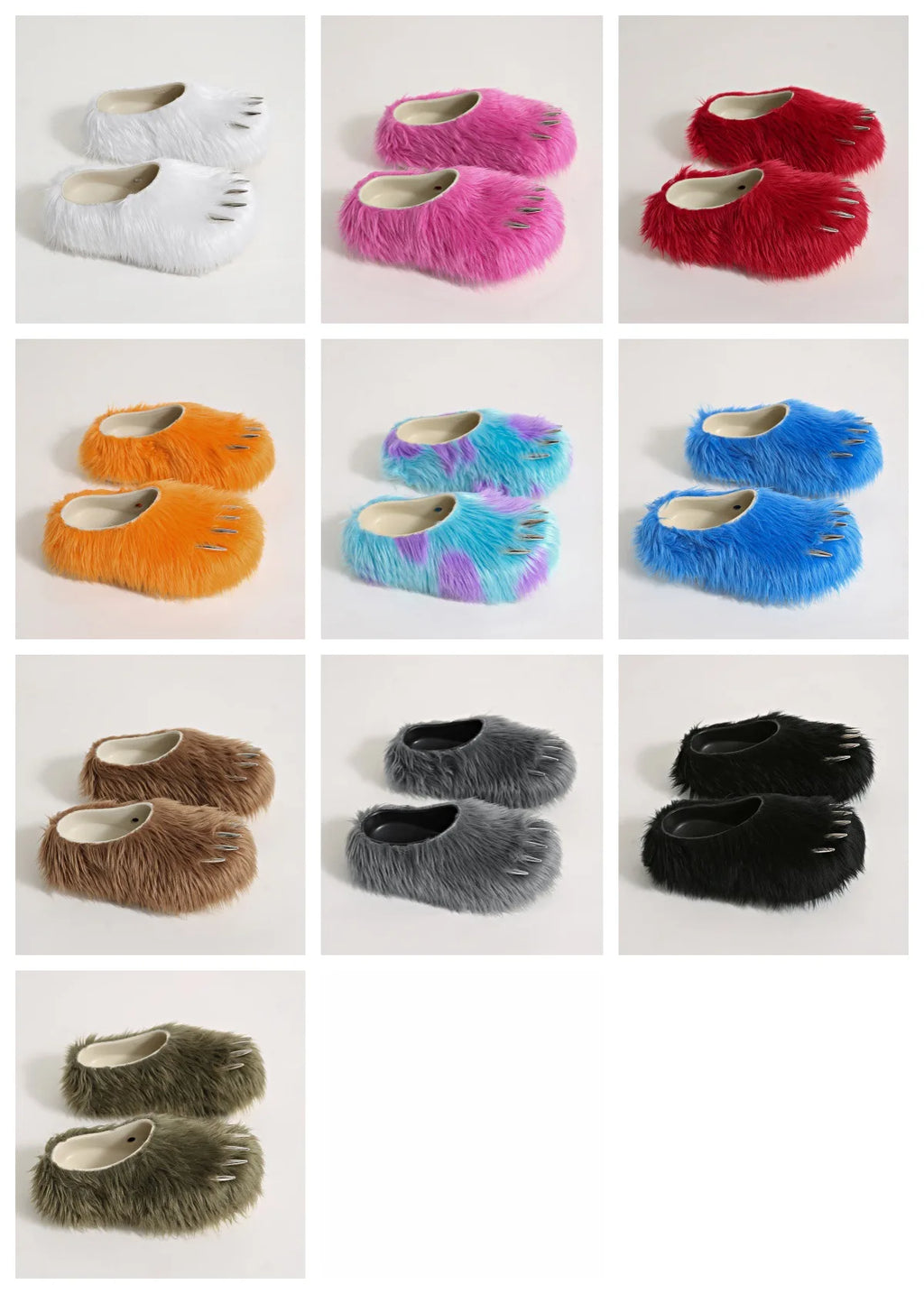 Ins Claw Slippers Adults Winter Flip Flops Warm Fur Slides Fluffy Fuzzy House Shoes Unisex Animal Claw Slippers