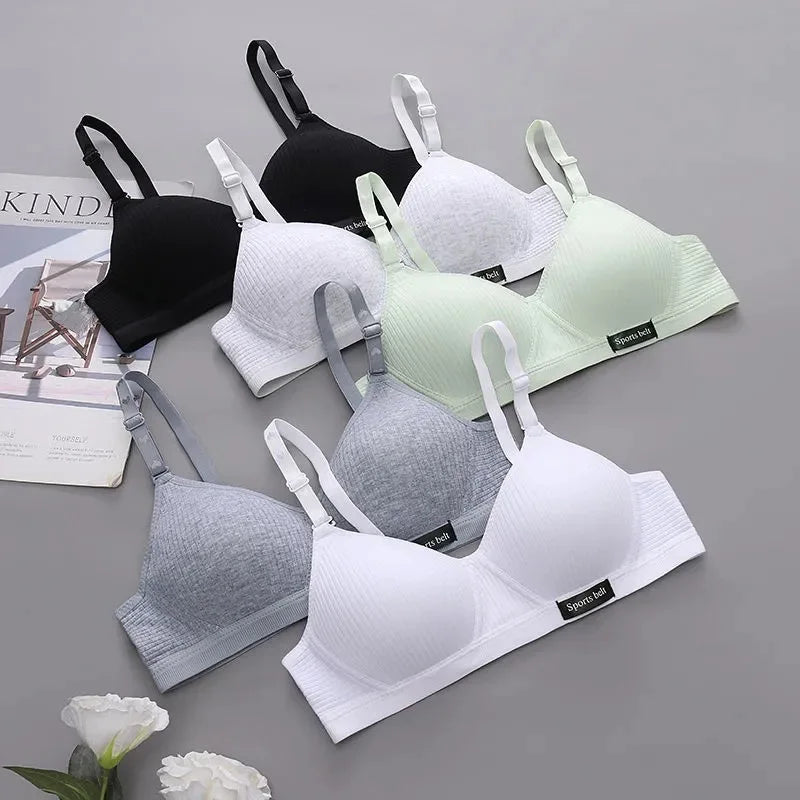 3pcs Women Thin Wireless Bra Girl Seamless Push Up Bra Student Comfort V-Shaped Underwear Adolescent Breathable Comfort Lingerie