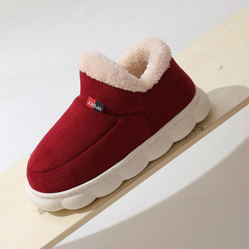 Shevalues Fashion Fur Slippers For Women Men Winter Warm ankles Cozy Furry Slides Home Indoor Soft Sole Plush Slides Cotton Shoe