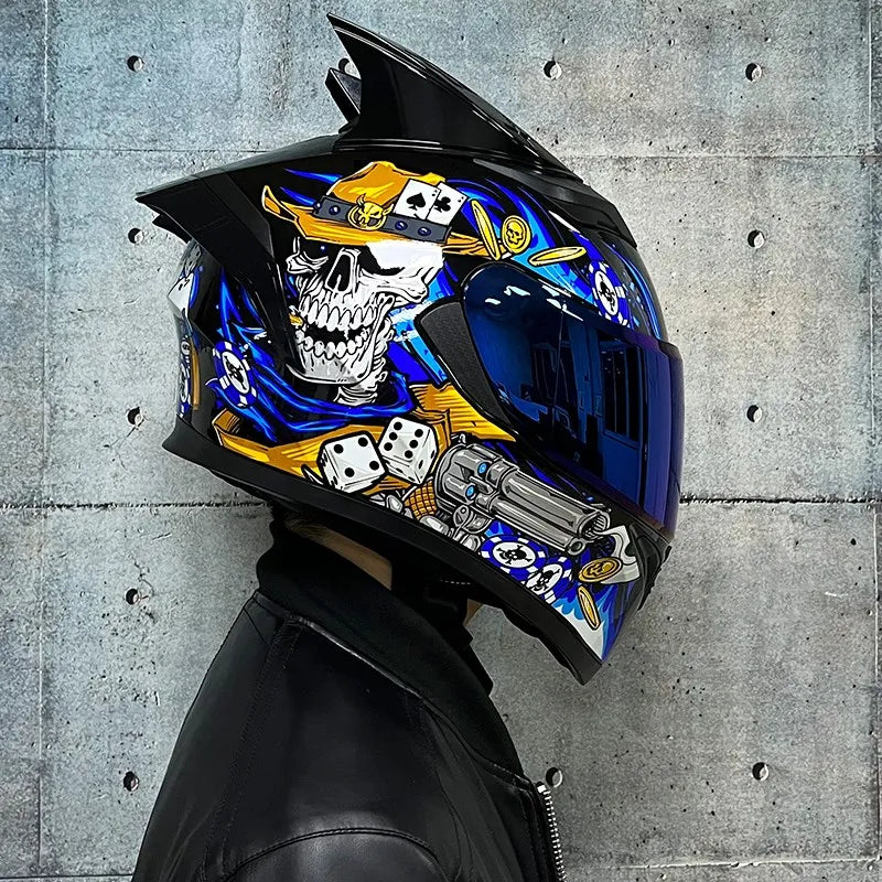 JIEKAI DOT Certified Full Face Motorcycle Helmet Racing Dual Lens Helmet