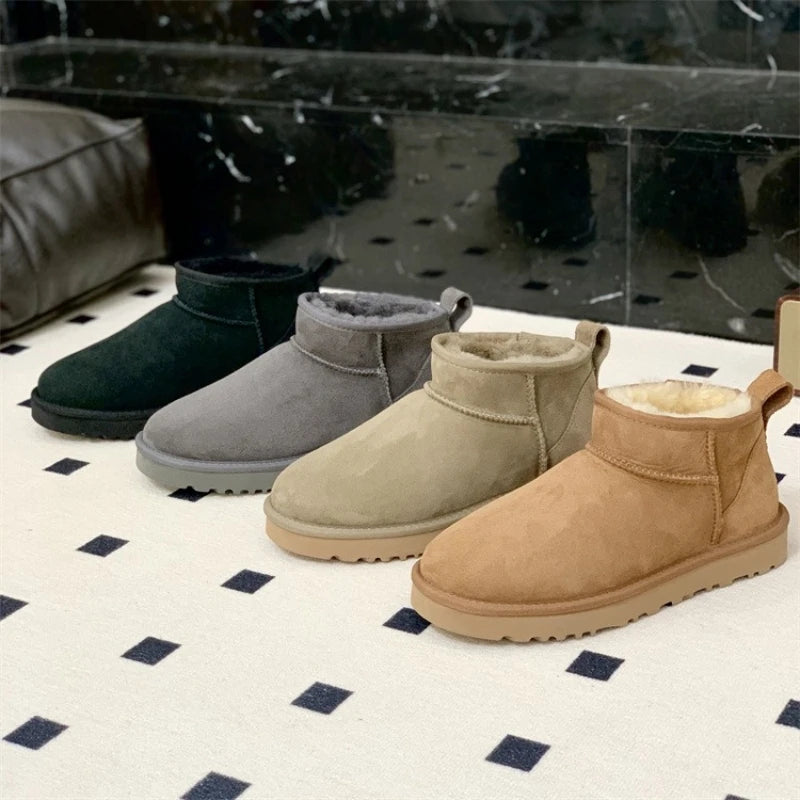 2026 New Design Winter Boots Women Super Mini Real Sheepskin Wool Comfort Warm Natural Fur Shoe Man Classic Snow Boot Size 35-44