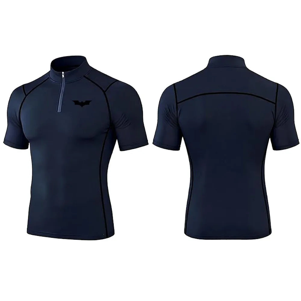 2025 Men's Bat Print Compression Shirt Quick Dry T-Shirt Gym Running Jersey Breathable Short Sleeve S-3XL