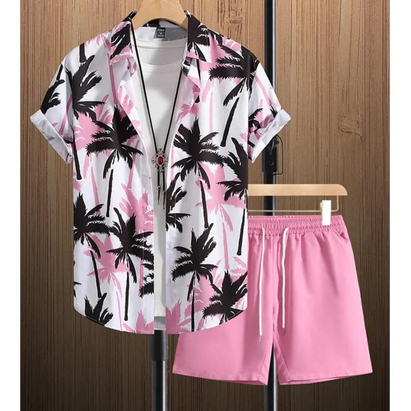Hawaiian Men's Short Sleeve Shirt And Beach Shorts Set Beach Party Men's Shorts Summer Vacation Fashion Men's Casual Shirt