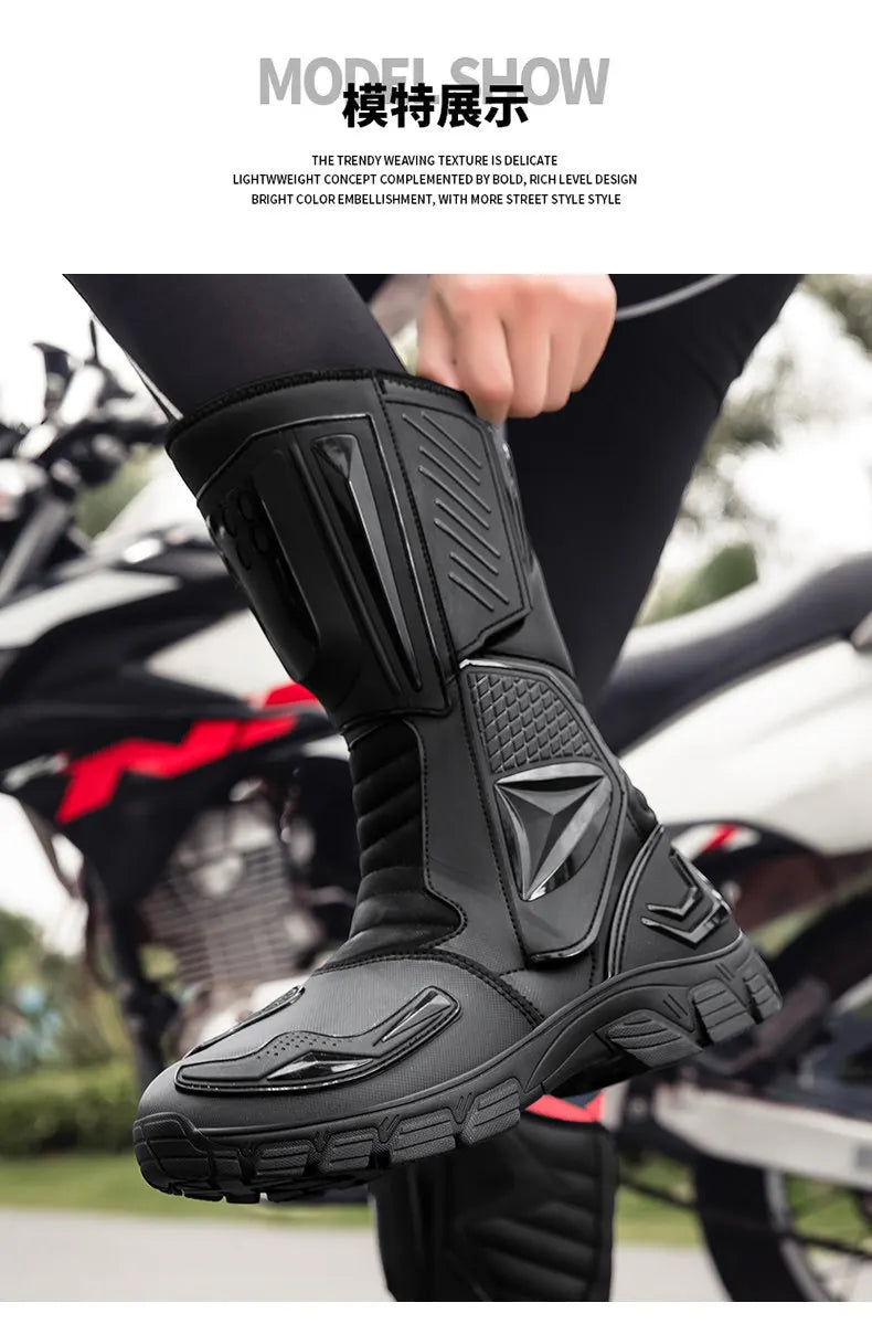 Moto Boots Motorcycle Breathable Off-road Men Women Leather Waterproof Pull Boots 47 Locomotive Equipment Summer Cycling Shoes