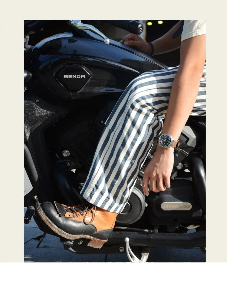 14oz Dense Thicken Heavyweight Striped Pants for Men Good Quality Winter Fall America Style Loose Casual Vintage Worker Trouser