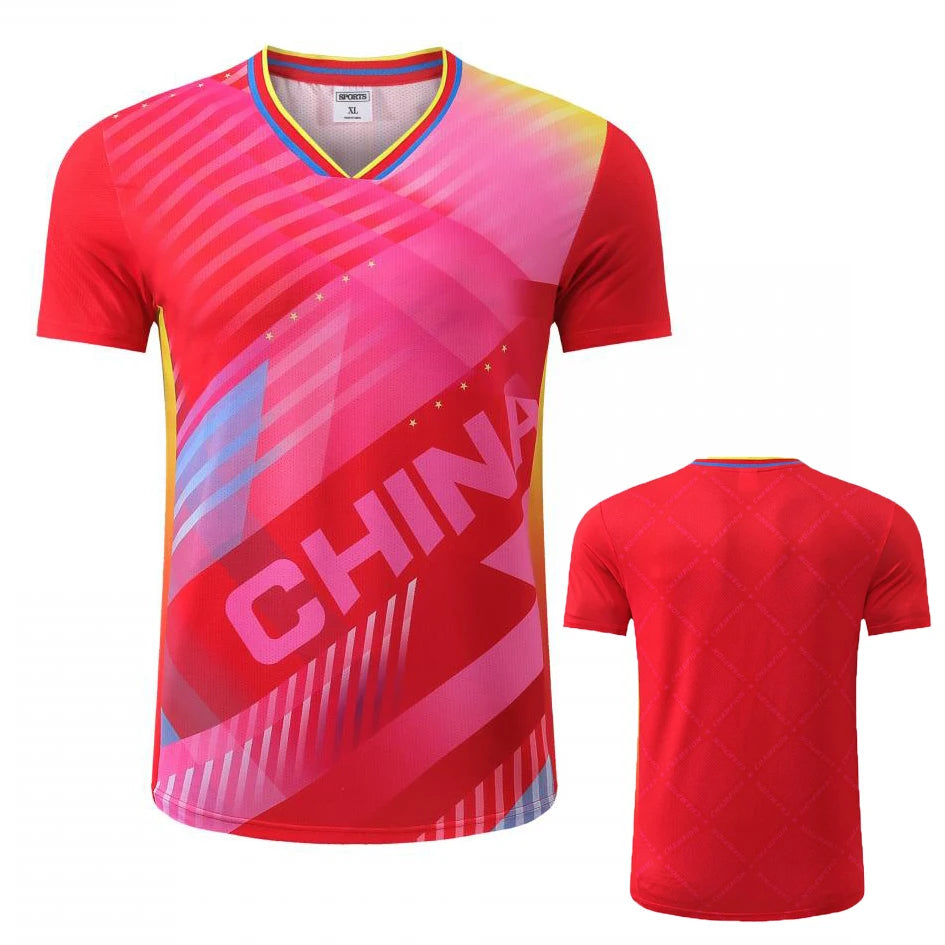 Free Custom Name 2025 China Team Table Tennis Shirts Men Women, Children ping pong t shirt Table tennis clothes Badminton Shirts