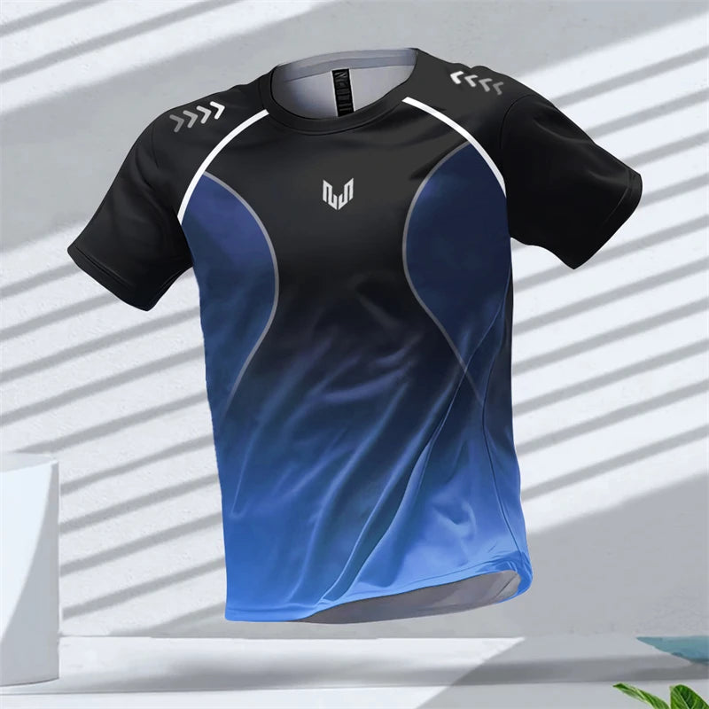 Simple Fashion Quick Dry Sports T Shirts Summer Casual Short Sleeve 3D Printed T-shirts Loose Breathable Fitness Running Tees
