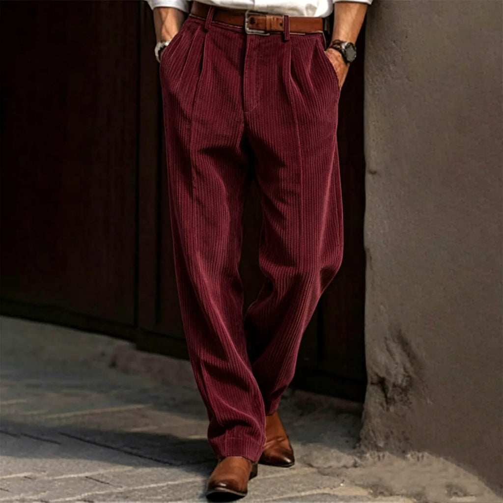 Spring and Autumn Men's Corduroy Pants - New Streetwear Style - Stretch-Fit Casual Striped Trousers - Fashionable Business Pants