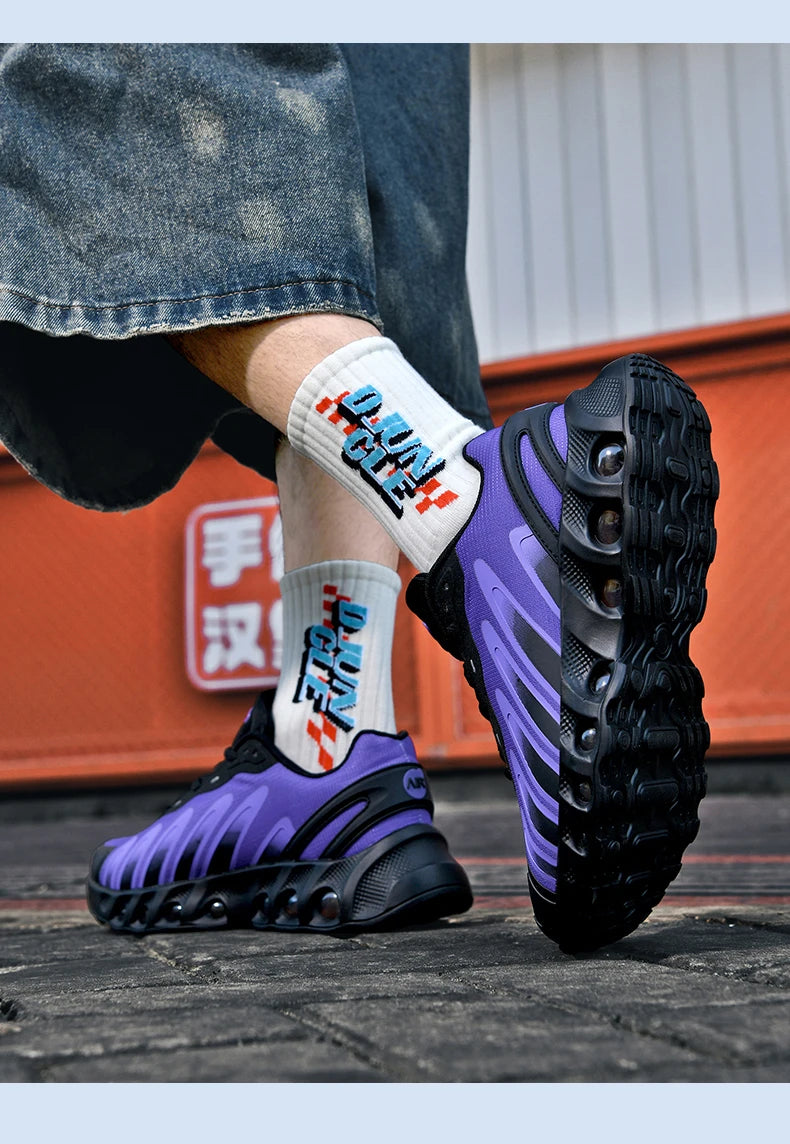 New men's sneakers PU air cushion anti-slip shock absorber running shoes outdoor lightweight and breathable mesh running shoes