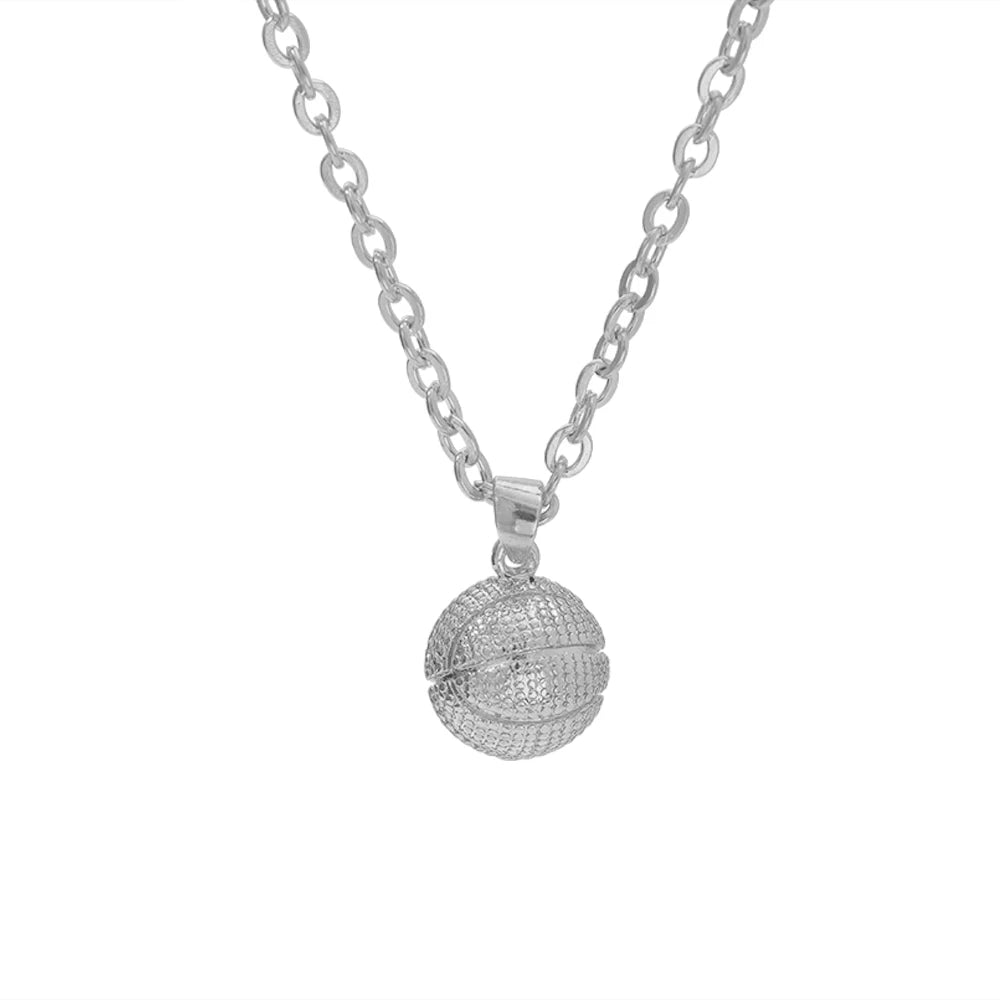 New In Sporty Basketball Football Pendant Necklace 3D Ball Choker For Women Men Boys Fans Lovers Jewelry Party Birthday Gift