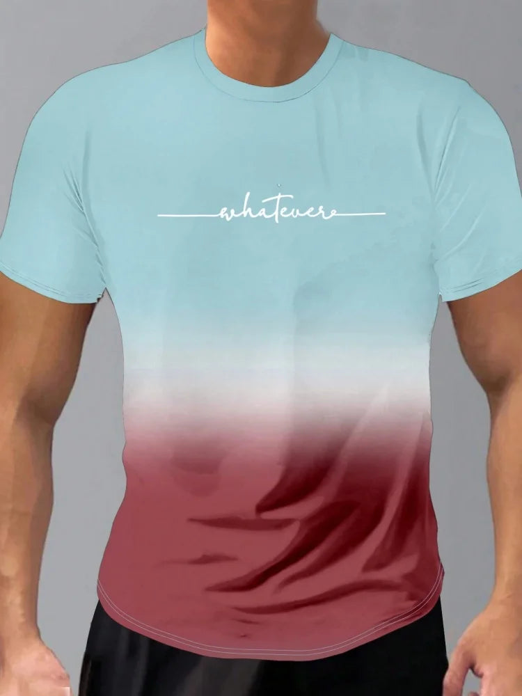 Men's Short Sleeve Summer Outdoor Breathable Round Neck T-shirt Short Sleeve Classic Stripe Pattern Large Size Loose Men's short